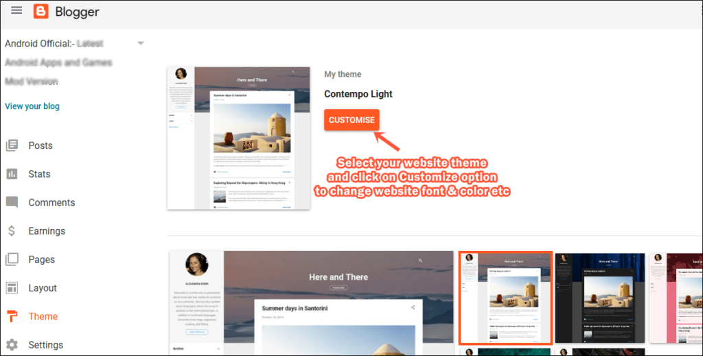 Install Blogger template