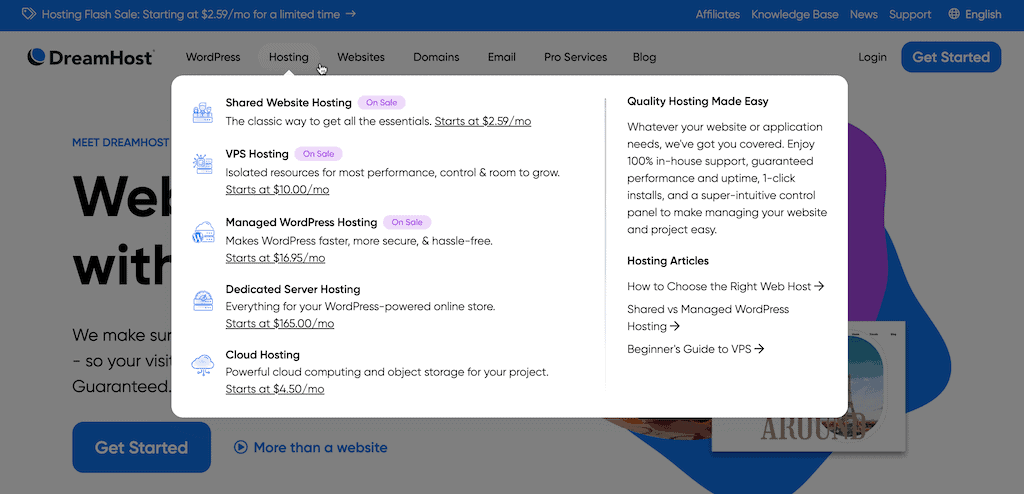 Dreamhost hosting types Dreamhost hosting types