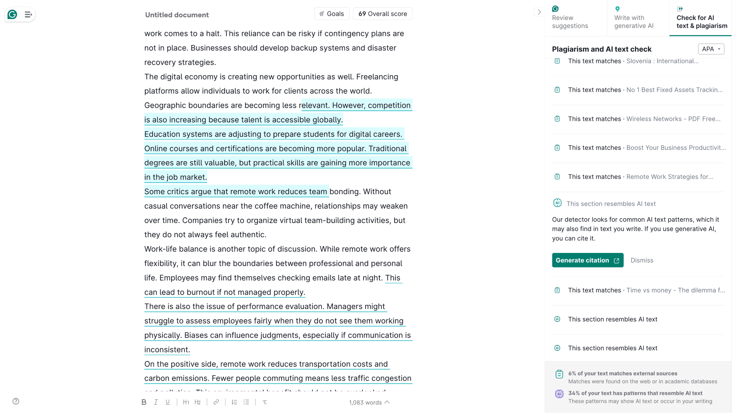 Grammarly Pro AI Detection