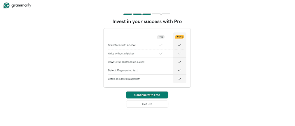 Grammarly Pro page