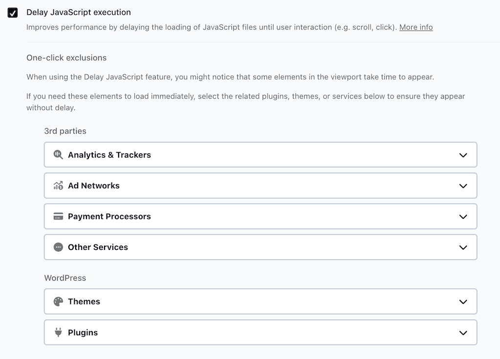 WP Rocket Delay JavaScript Execution