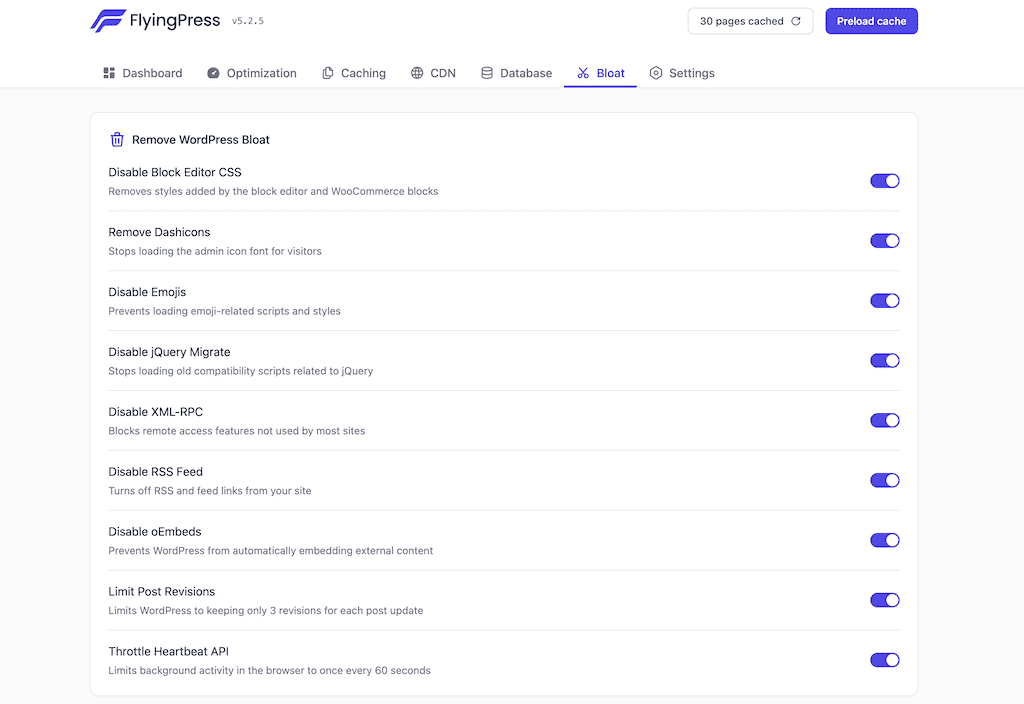 FlyingPress Bloat Removal