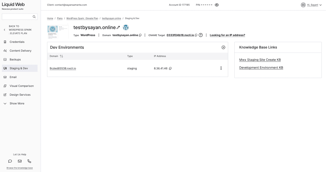 Liquid Web Staging Environment