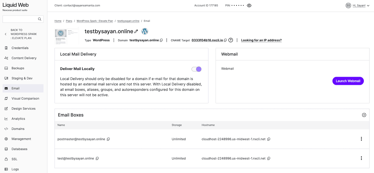 Liquid Web free email address