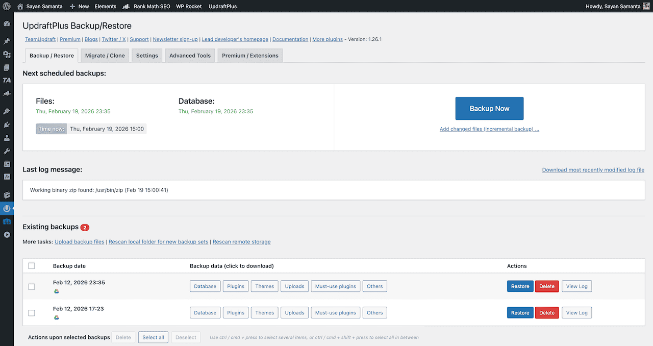 WordPress backup using UpdraftPlus plugin WordPress backup using UpdraftPlus plugin