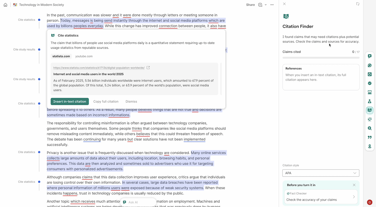 Grammarly Citation Finder