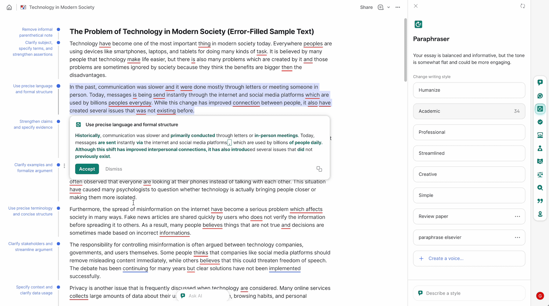 Grammarly Paraphraser