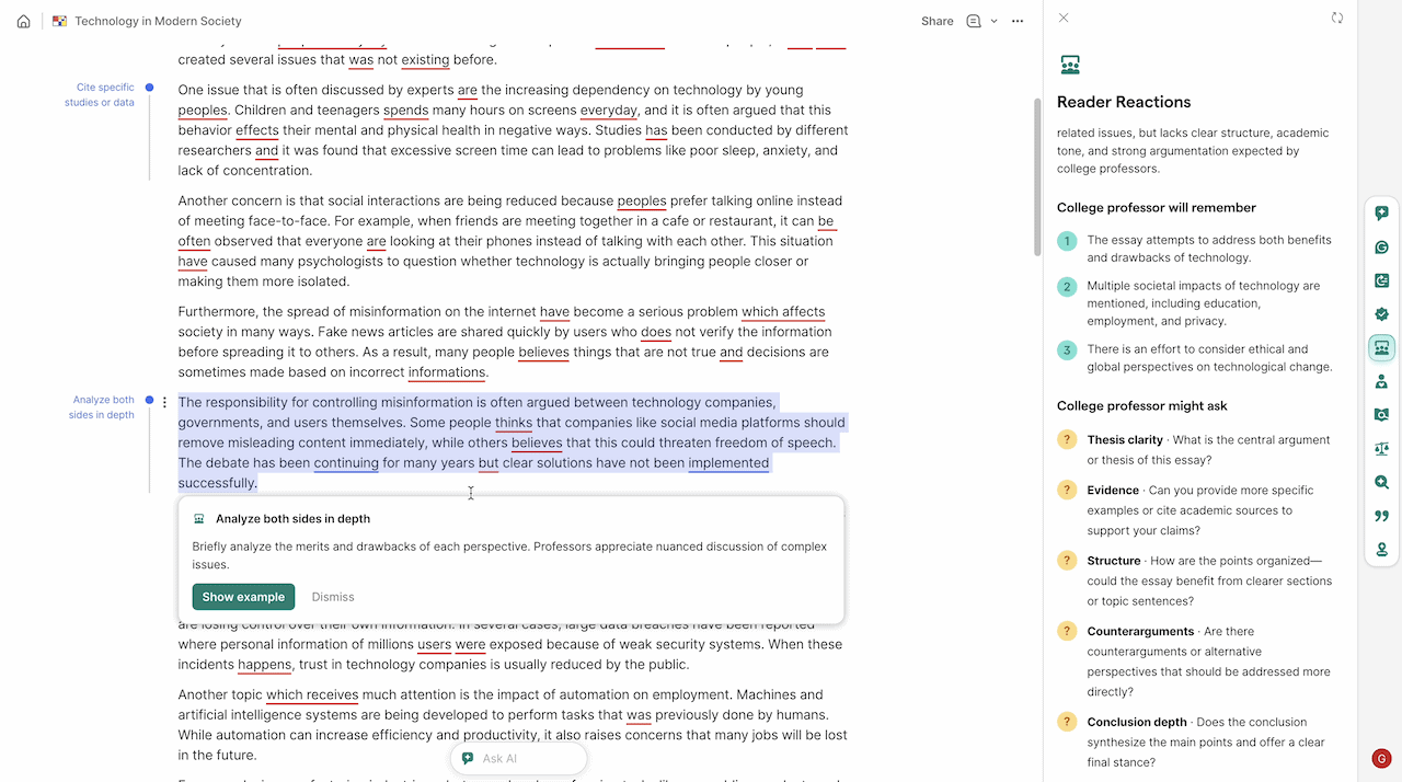 Grammarly Reader Reactions