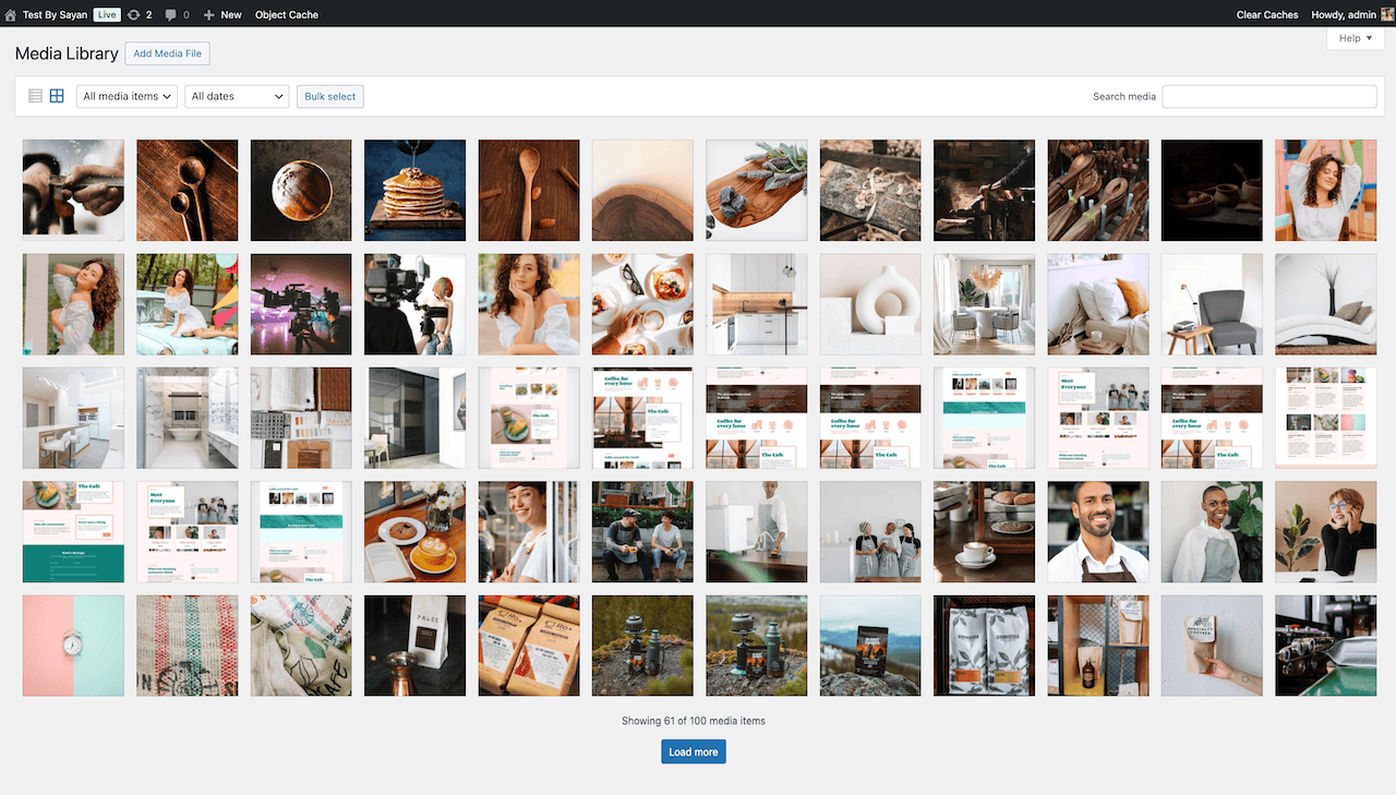 Imagify demo sites media library