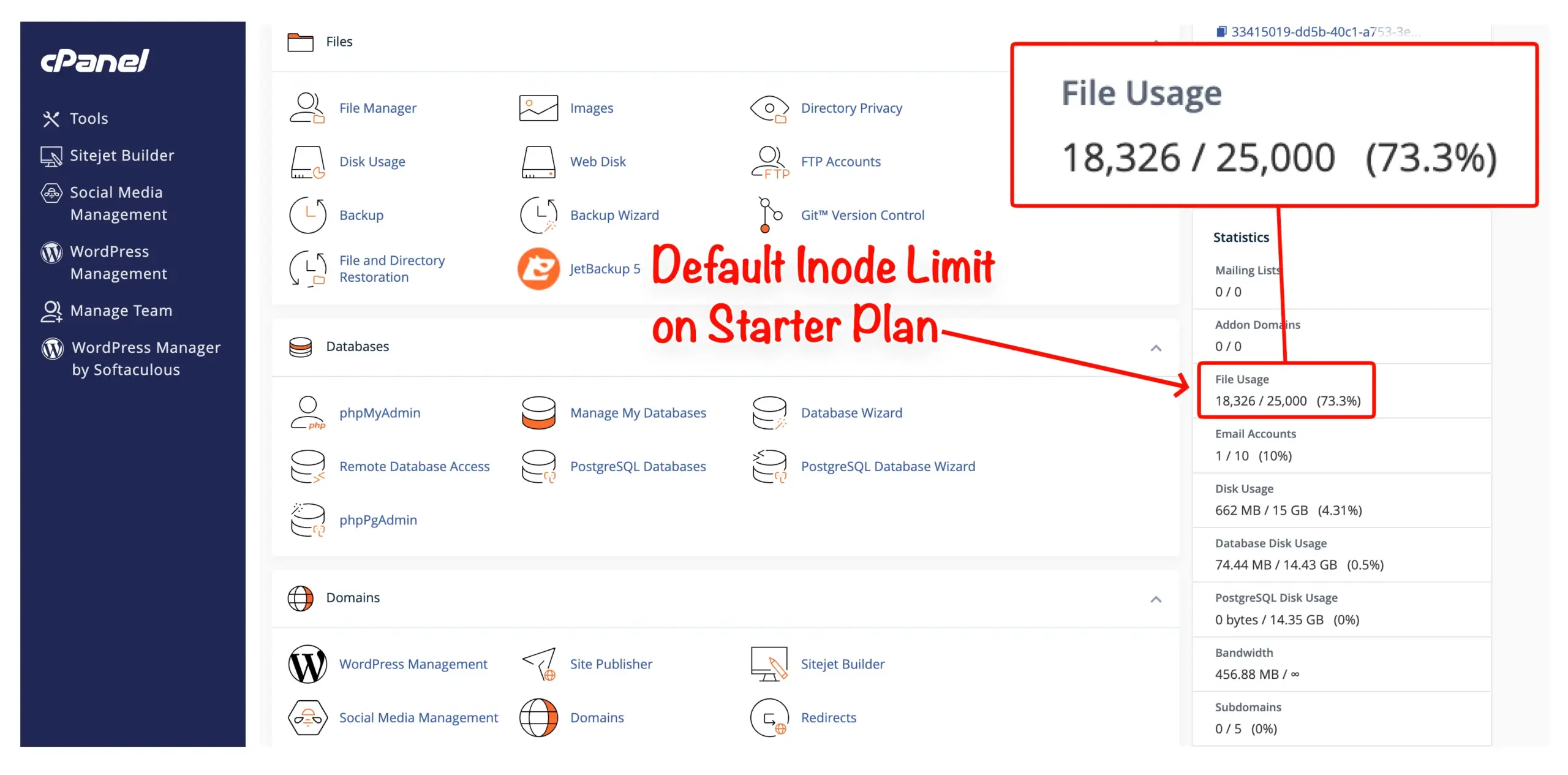 Hosting.Com Default Inode Limit on Starter Plan Hosting.Com Default Inode Limit on Starter Plan