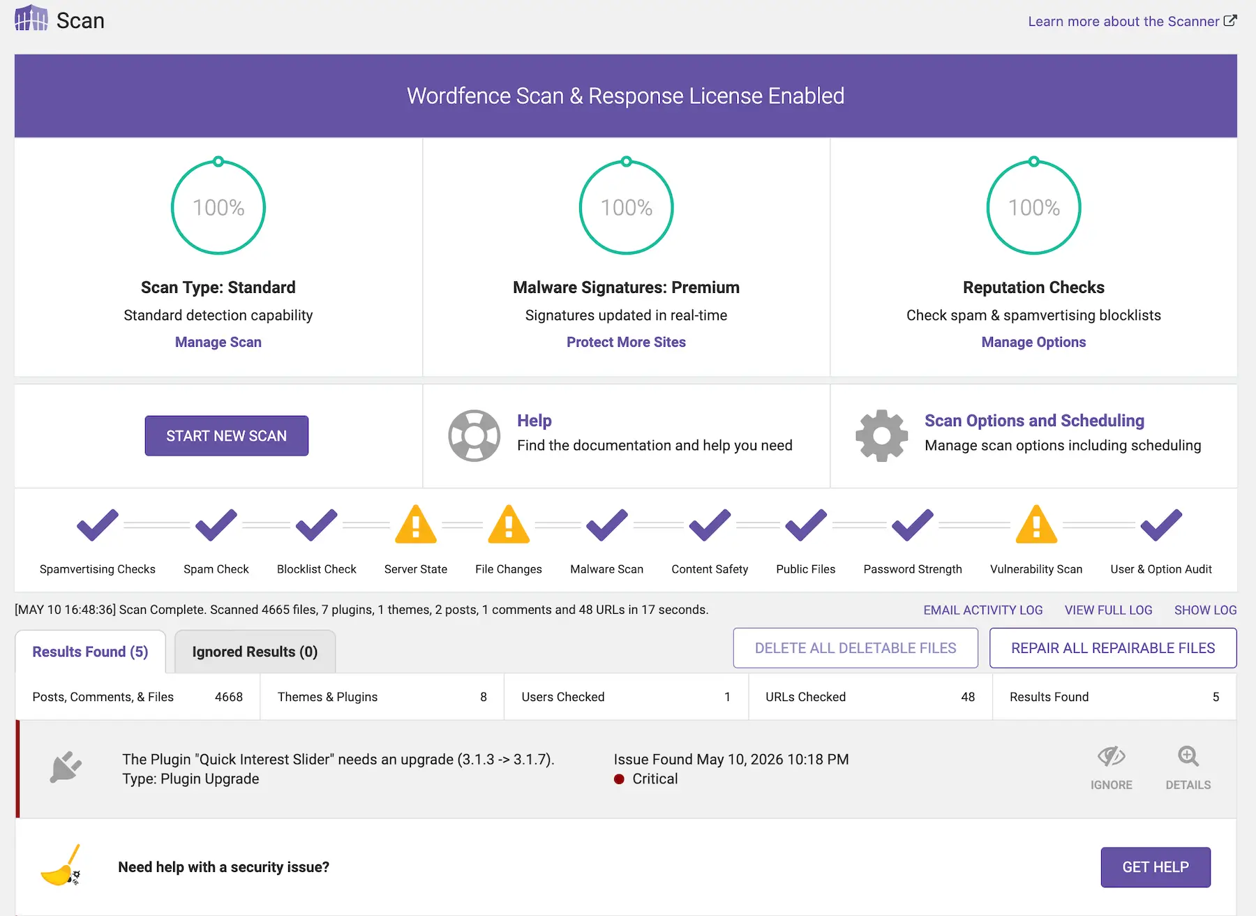 Wordfence Premium Security Scans Wordfence Premium Security Scans